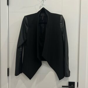 BCBG Maxazria faux leather sleeves black jacket